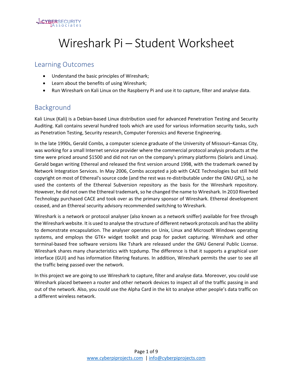 Wireshark Pi – Student Worksheet