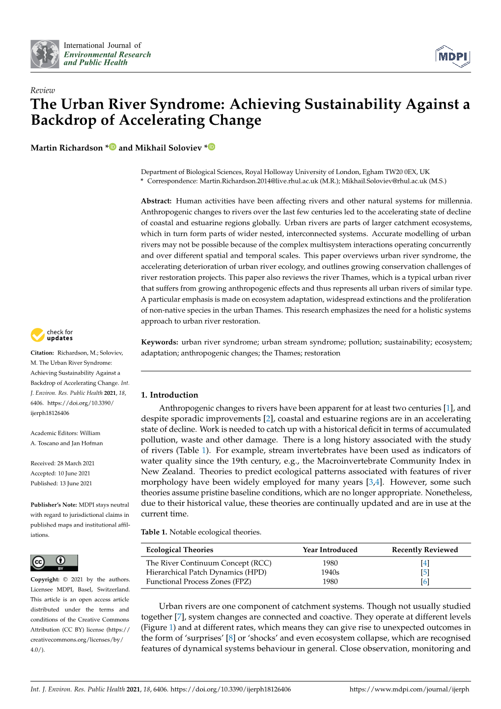 The Urban River Syndrome: Achieving Sustainability Against a Backdrop of Accelerating Change