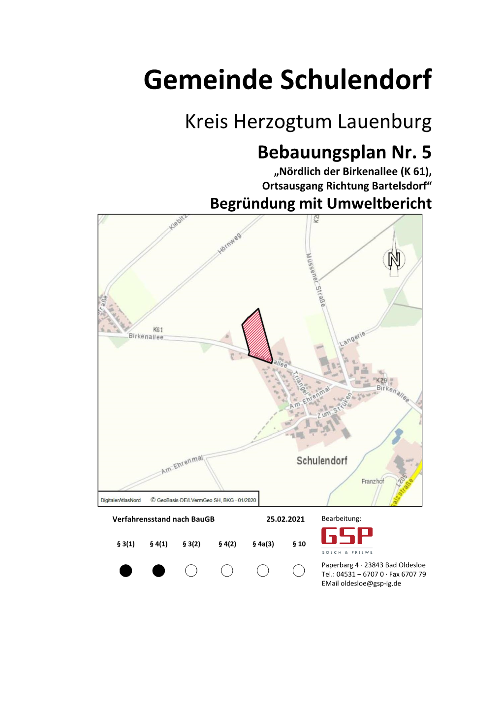 Gemeinde Schulendorf Kreis Herzogtum Lauenburg Bebauungsplan Nr