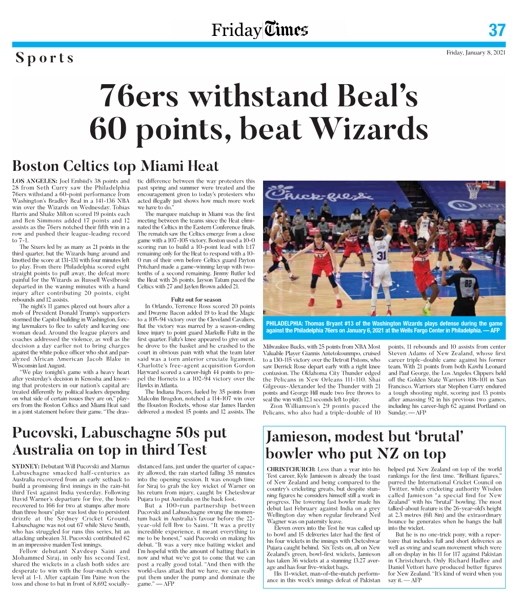 76Ers Withstand Beal's 60 Points, Beat Wizards