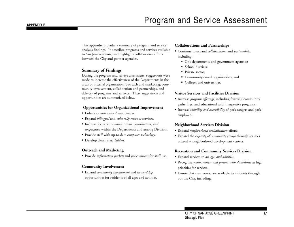 Program and Service Assessment APPENDIX E