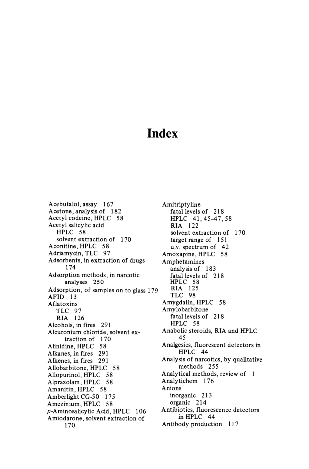 Acebutalol, Assay 167 Acetone, Analysis of 182 Acetyl Codeine