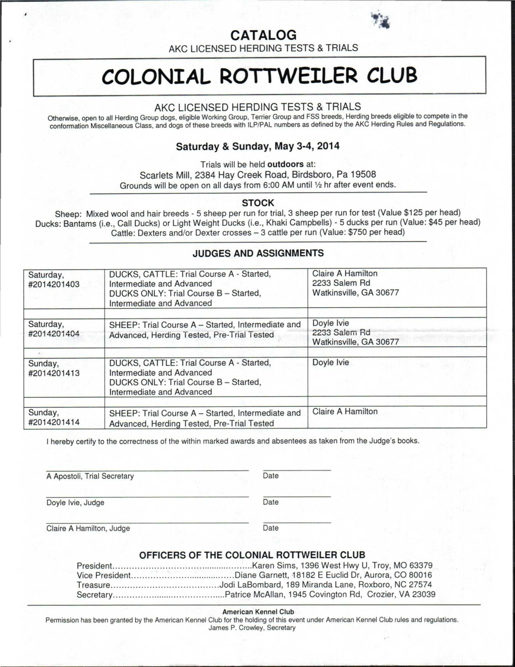 Herding Tests & Trials Colonial Rottweiler Club