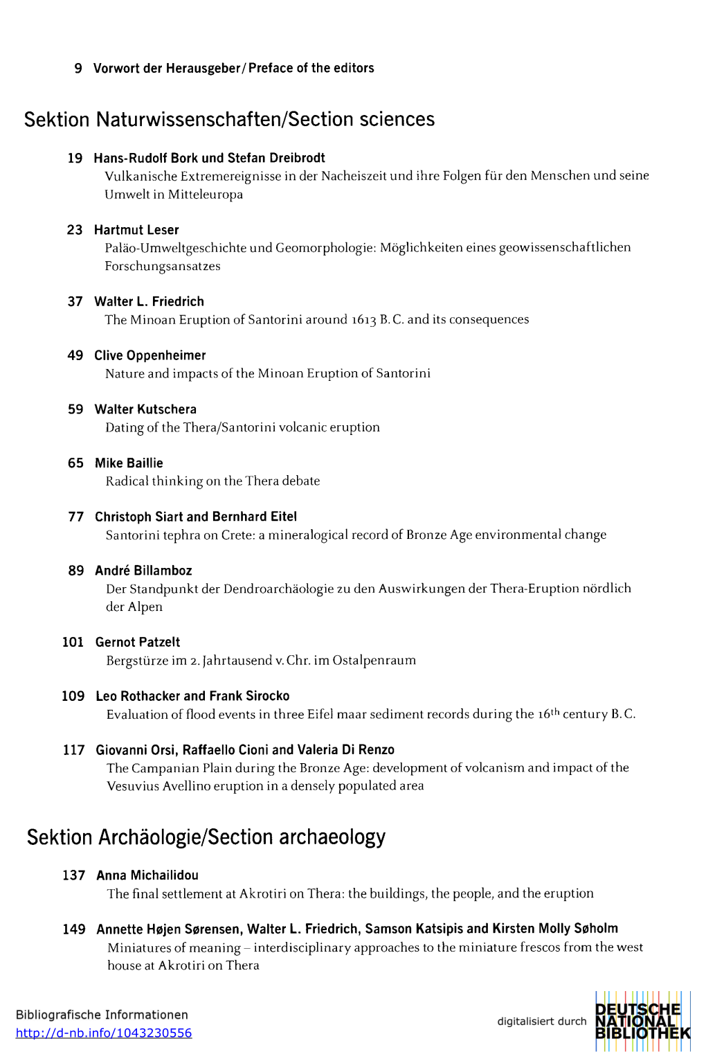 Sektion Naturwissenschaften/Section Sciences Sektion Archäologie