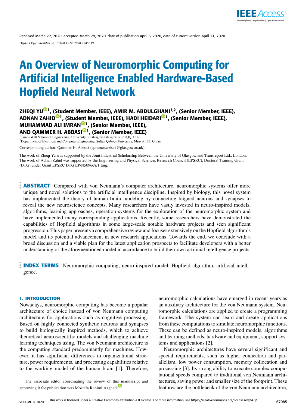 An Overview of Neuromorphic Computing for Artificial Intelligence Enabled Hardware-Based Hopfield Neural Network