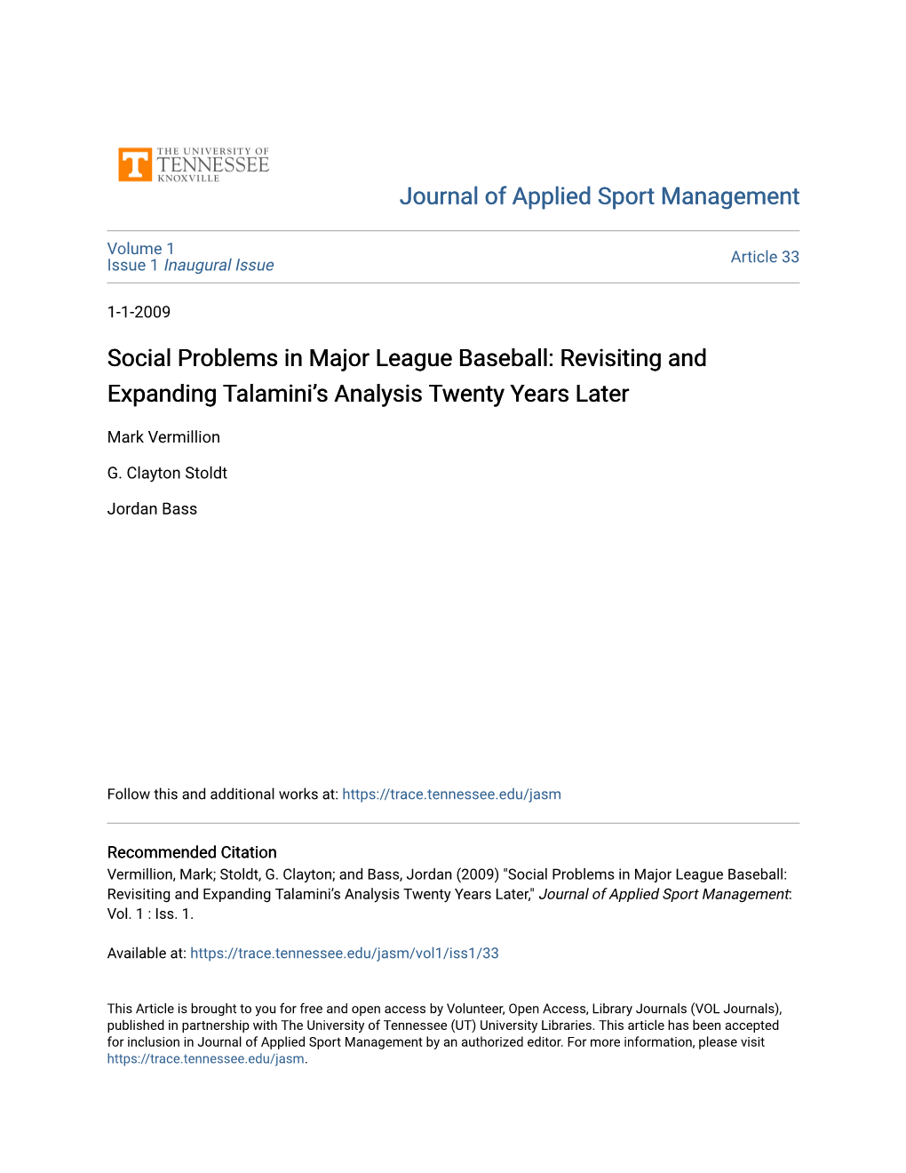 Social Problems in Major League Baseball: Revisiting and Expanding Talamini’S Analysis Twenty Years Later