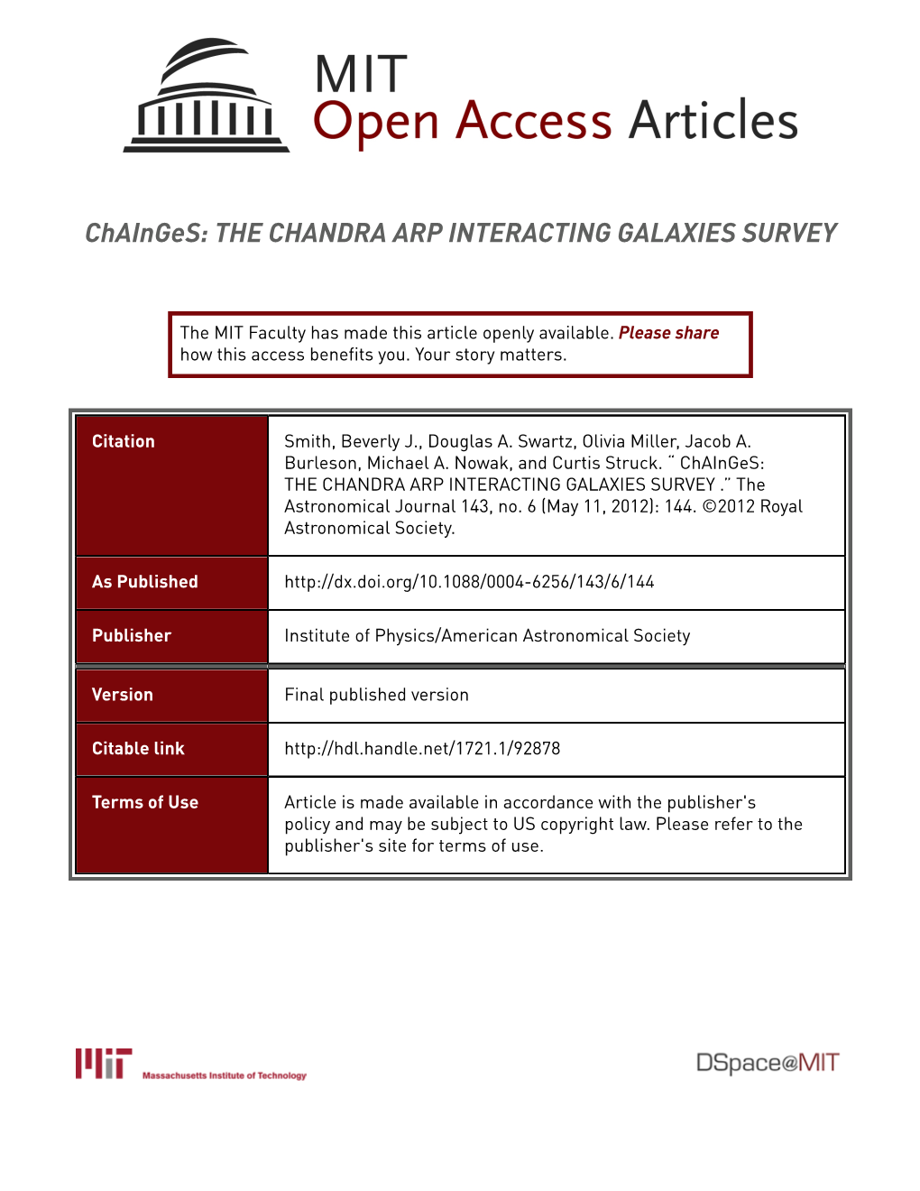 Chainges: the CHANDRA ARP INTERACTING GALAXIES SURVEY