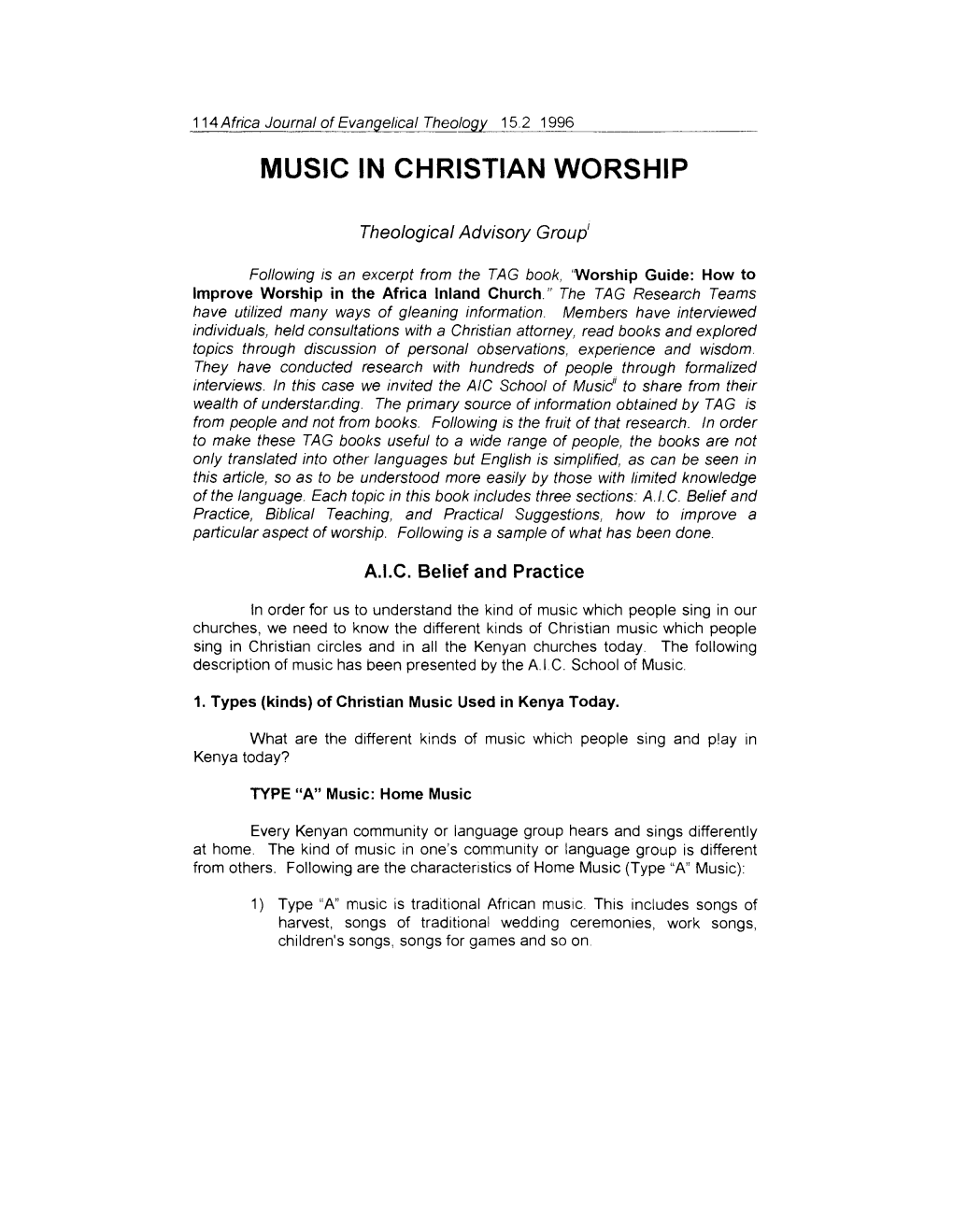 Music in Christian Worship