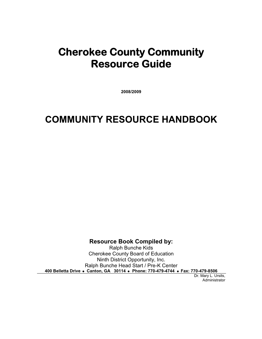 Cherokee County Community Resource Guide