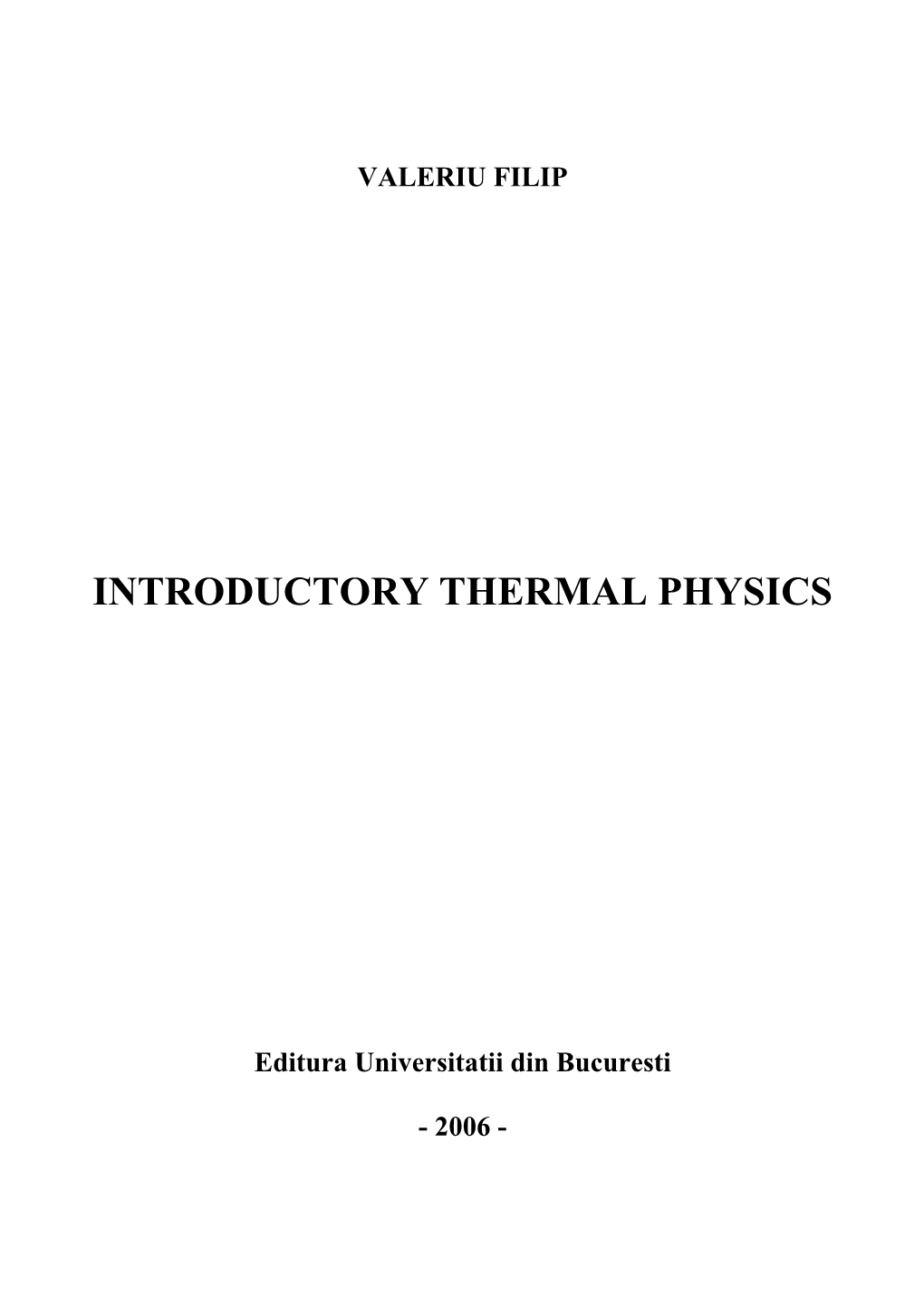 Introductory Thermal Physics