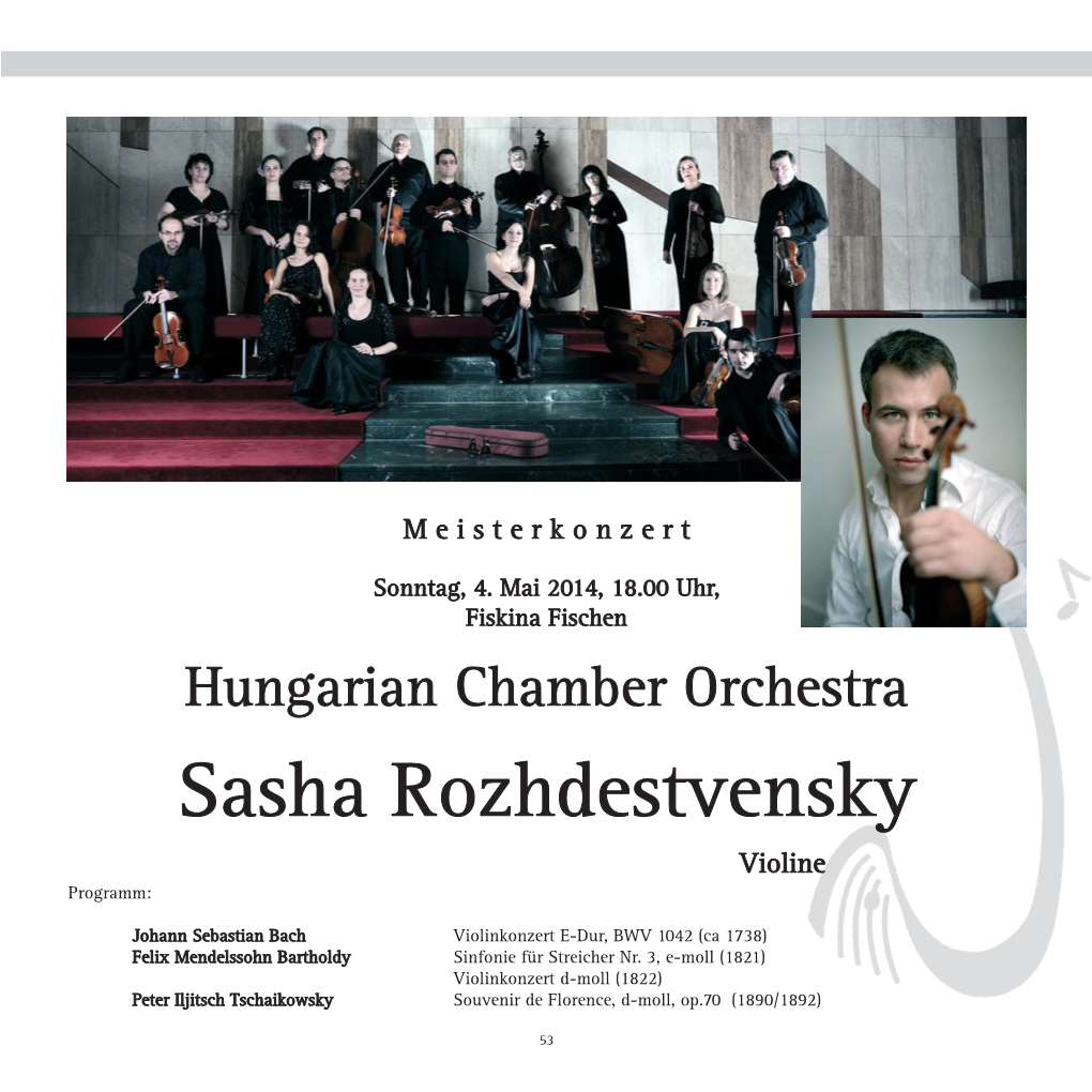 Hungarian Chamber Orchestra Sasha Rozhdestvensky Violine Programm