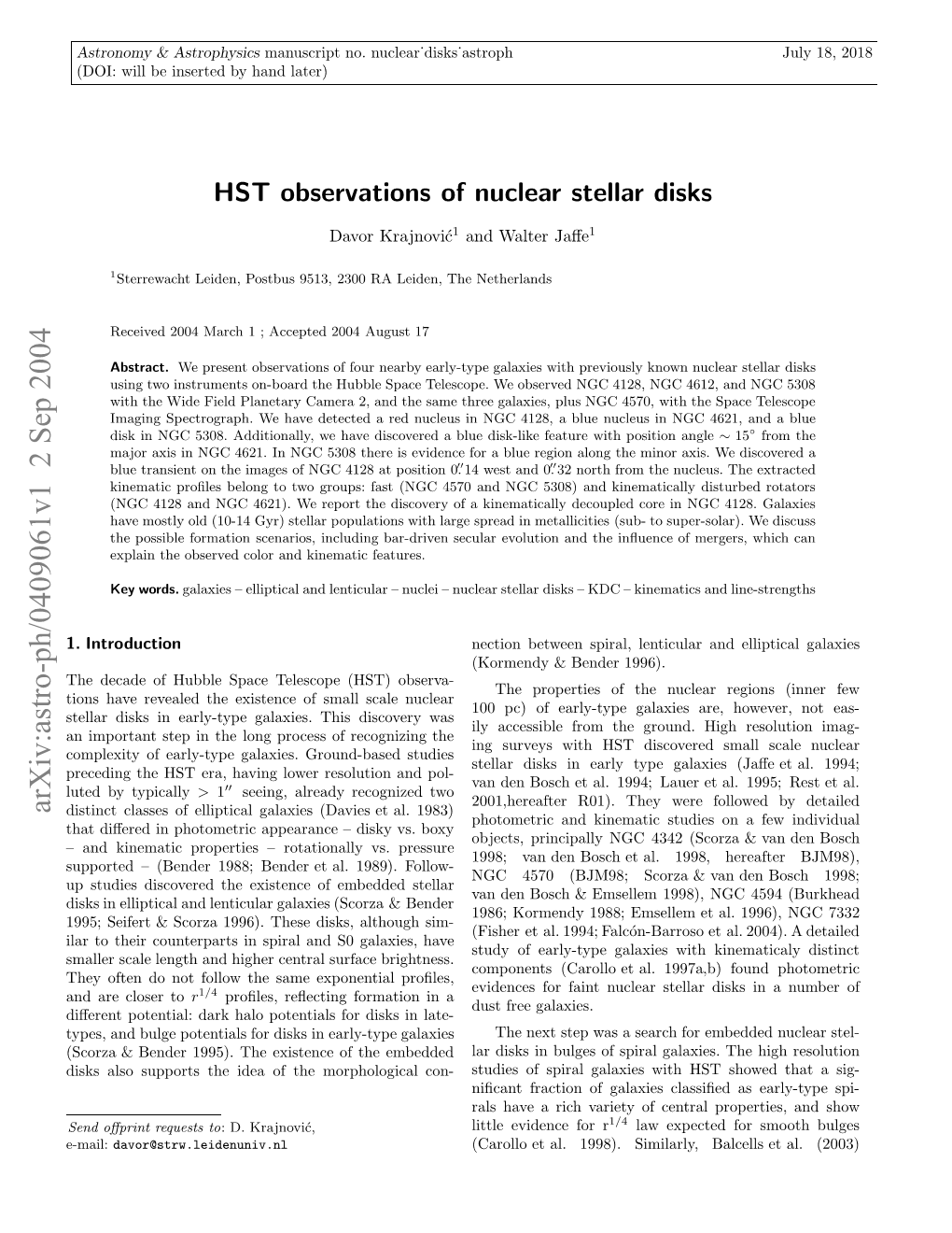 HST Observations of Nuclear Stellar Disks Found Moderately Large Fraction (34%) of Nuclear Bars Or Table 1