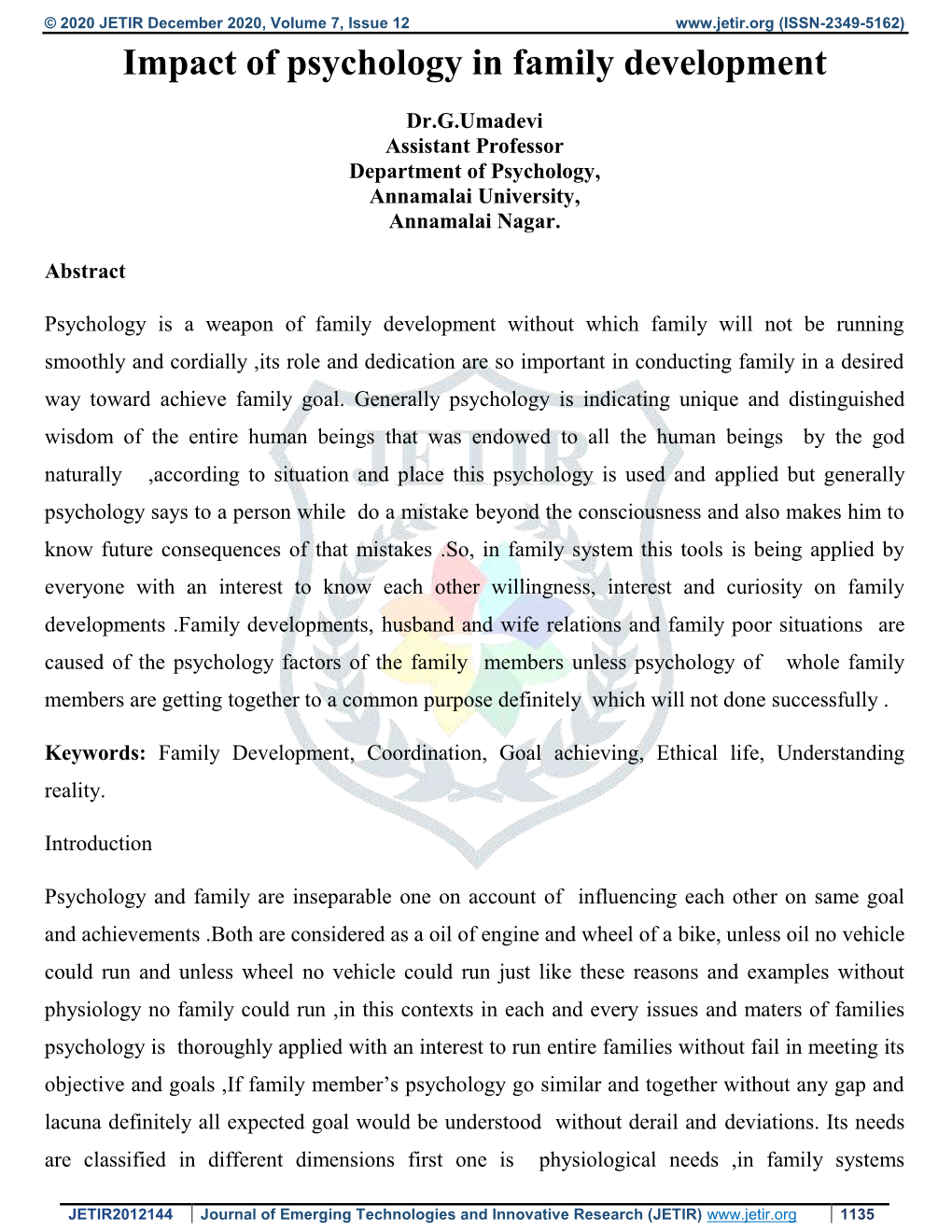Impact of Psychology in Family Development
