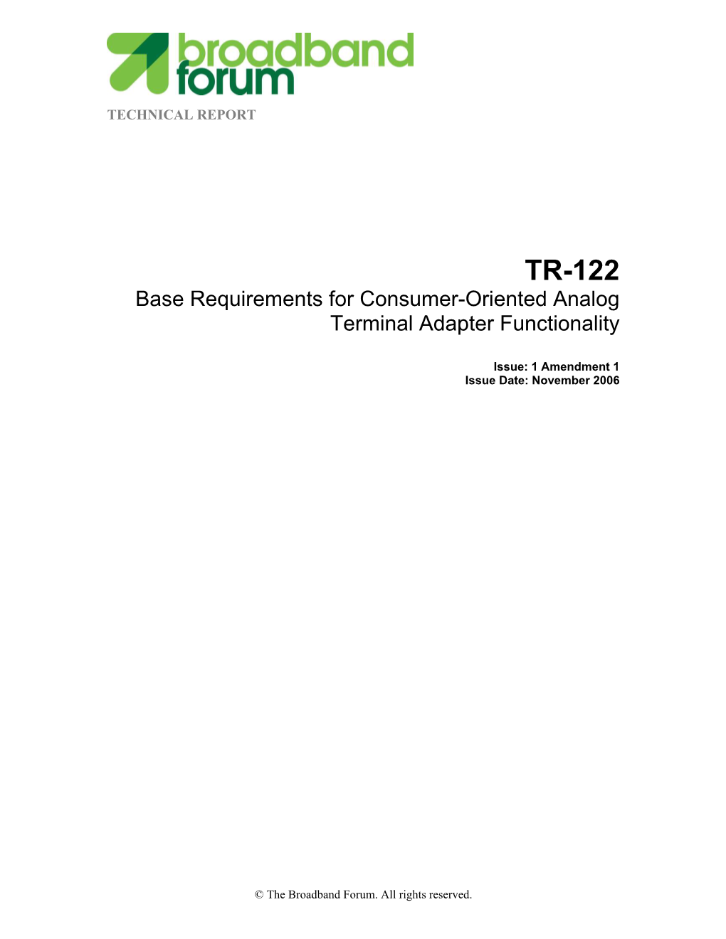 TR-122 Amendment 1 Terminal Adapter Functionality