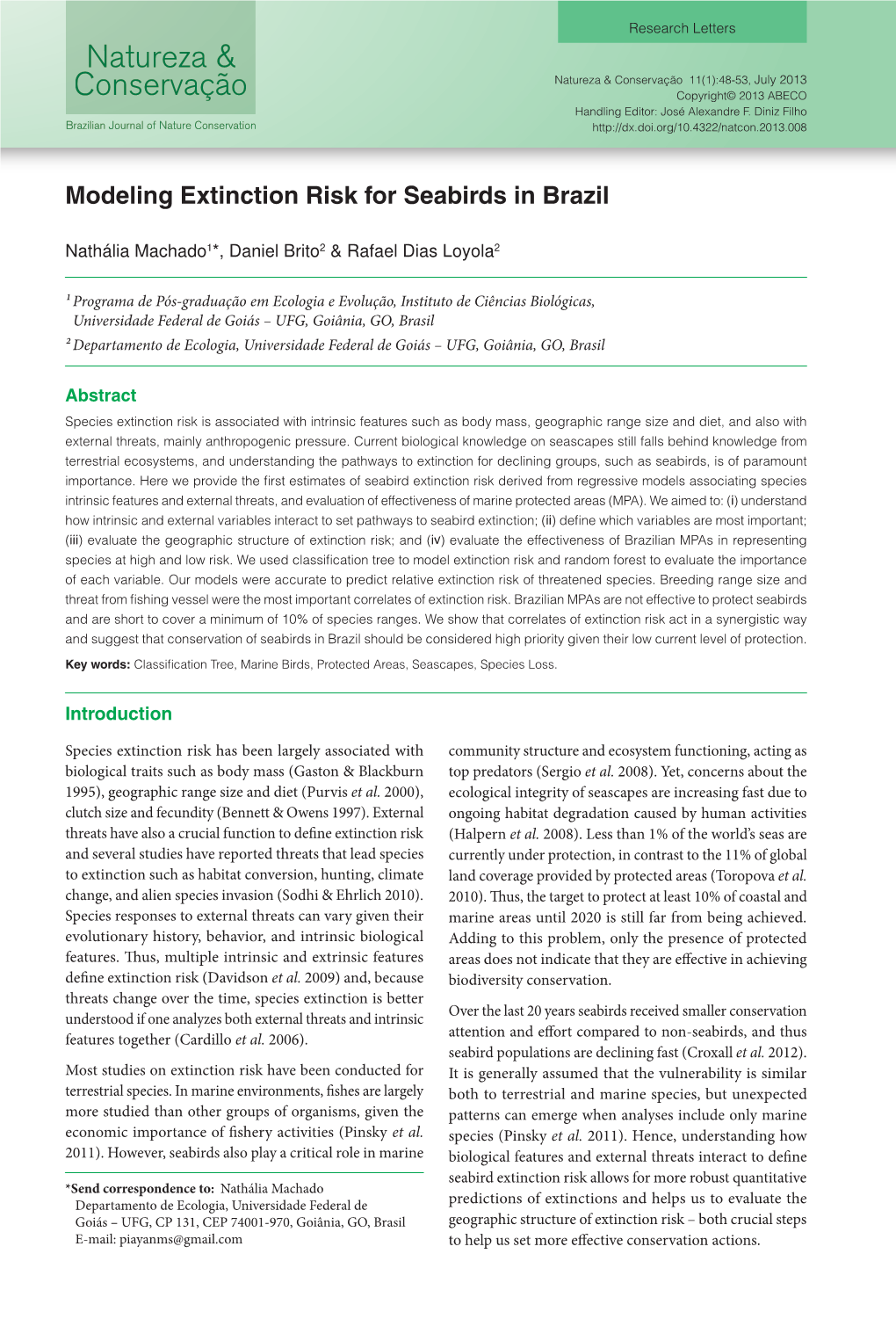 Modeling Extinction Risk for Seabirds in Brazil