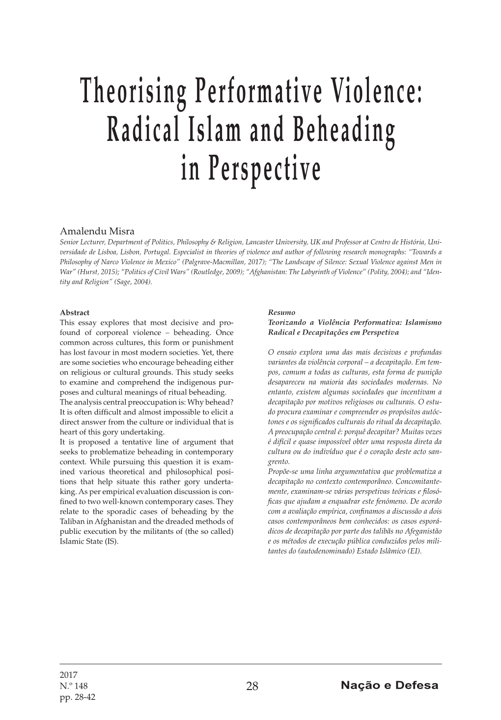 Theorising Performative Violence: Radical Islam and Beheading in Perspective