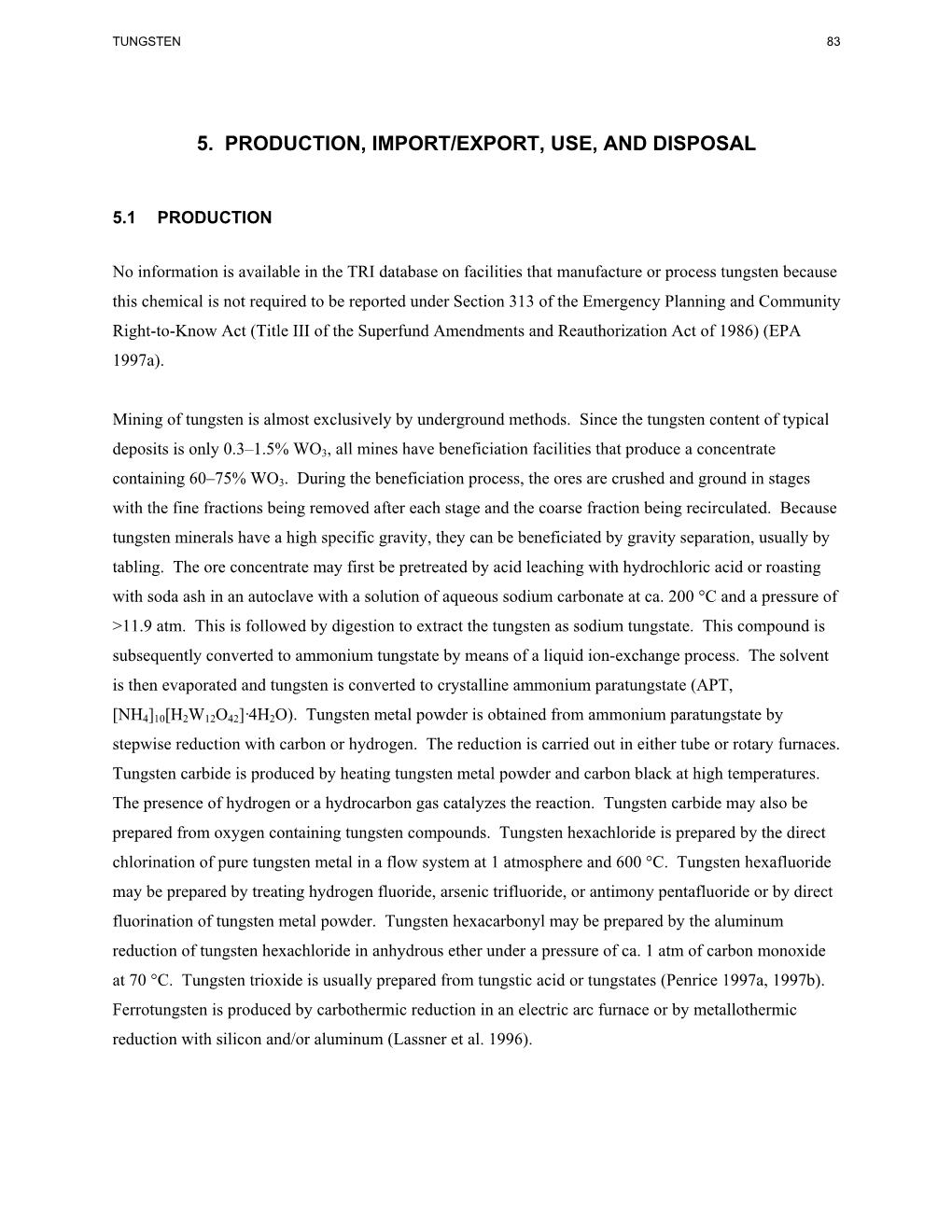 Toxicological Profile for Tungsten