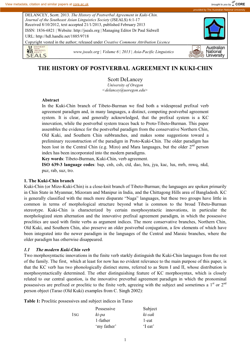 The History of Postverbal Agreement in Kuki-Chin