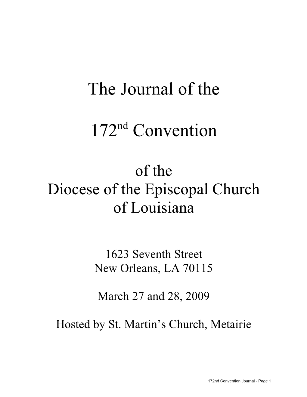 The Journal of the 172 Convention