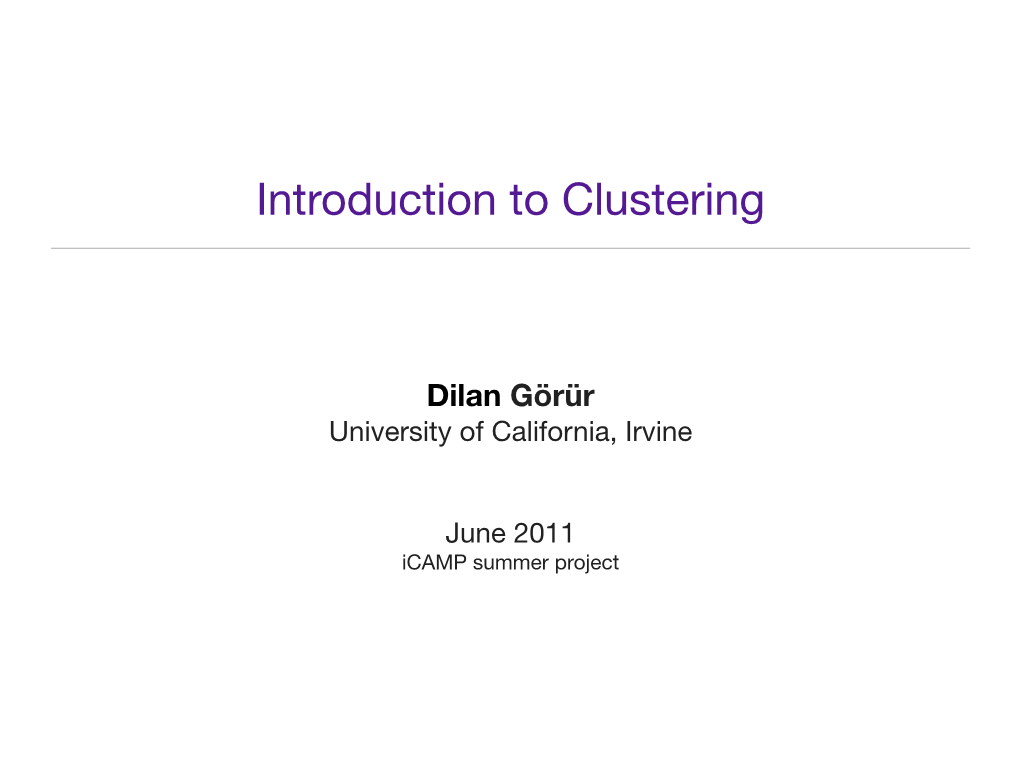 Introduction to Clustering