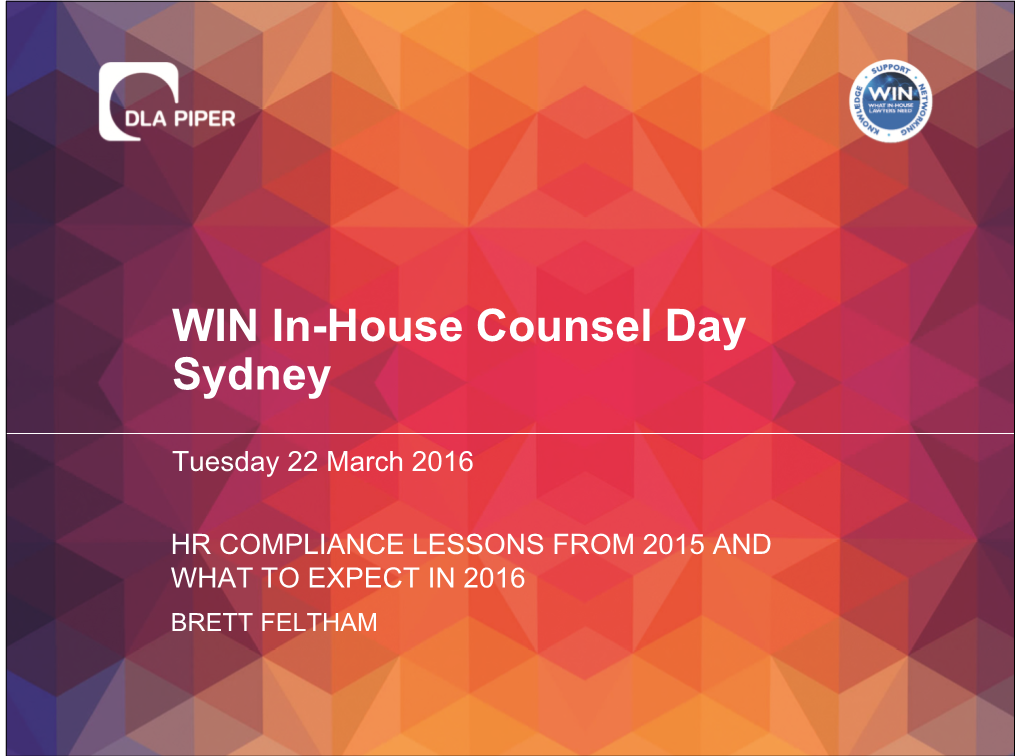 WIN In-House Counsel Day Sydney