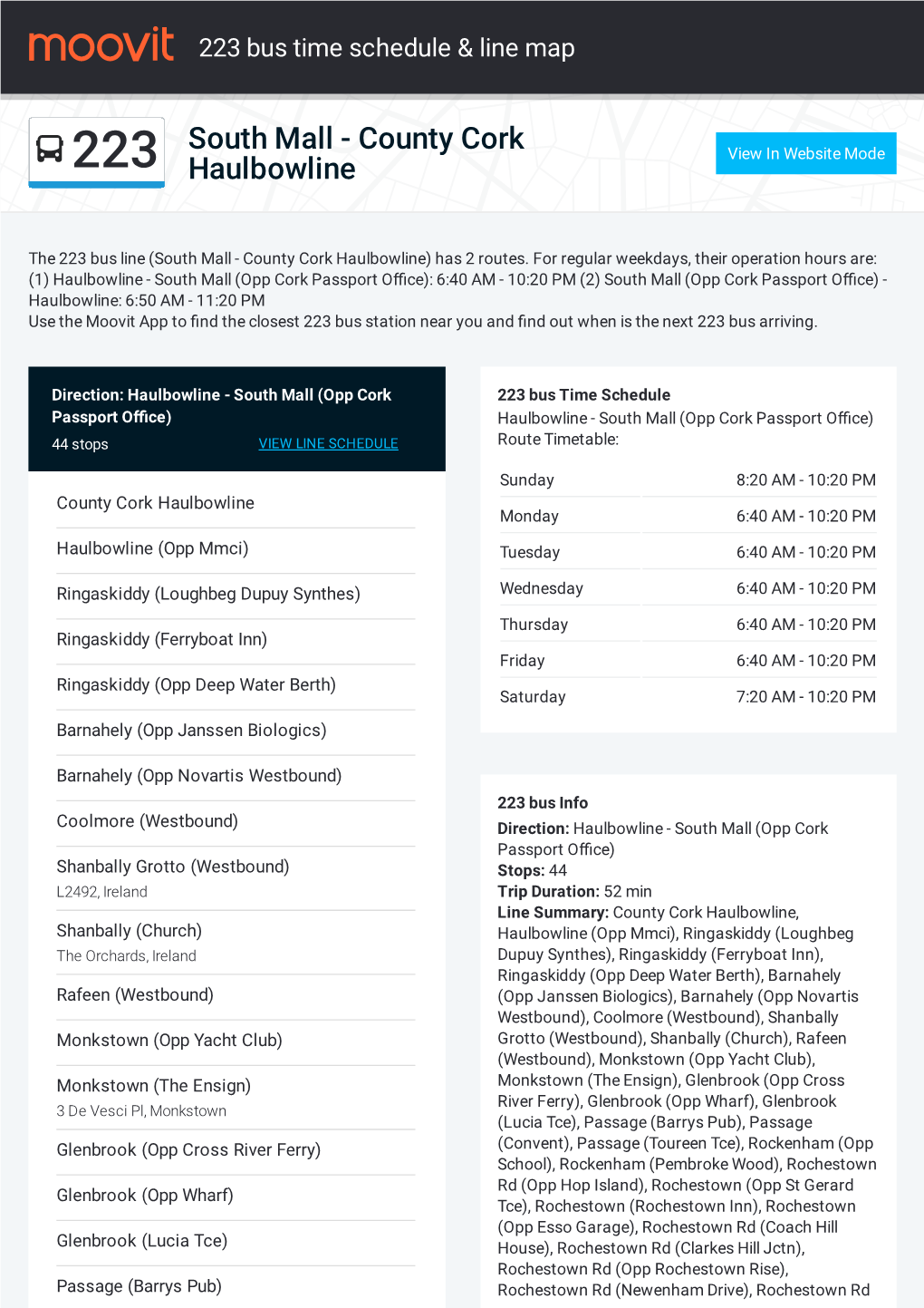 223 Bus Time Schedule & Line