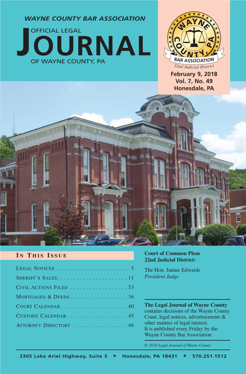 Legal Journal of Wayne County; 2/9/2018
