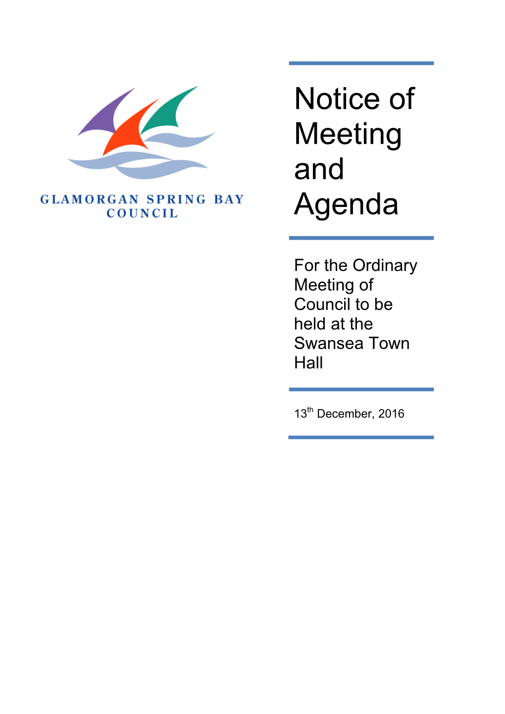 Notice of Meeting and Agenda