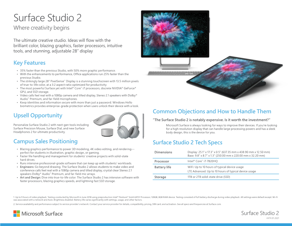 Surface Studio 2 Where Creativity Begins