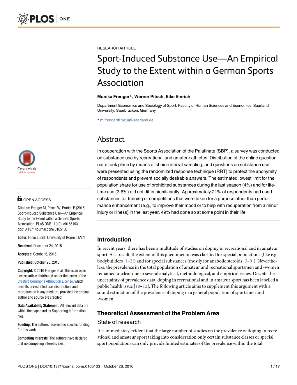 Sport-Induced Substance Use—An Empirical Study to the Extent Within a German Sports Association