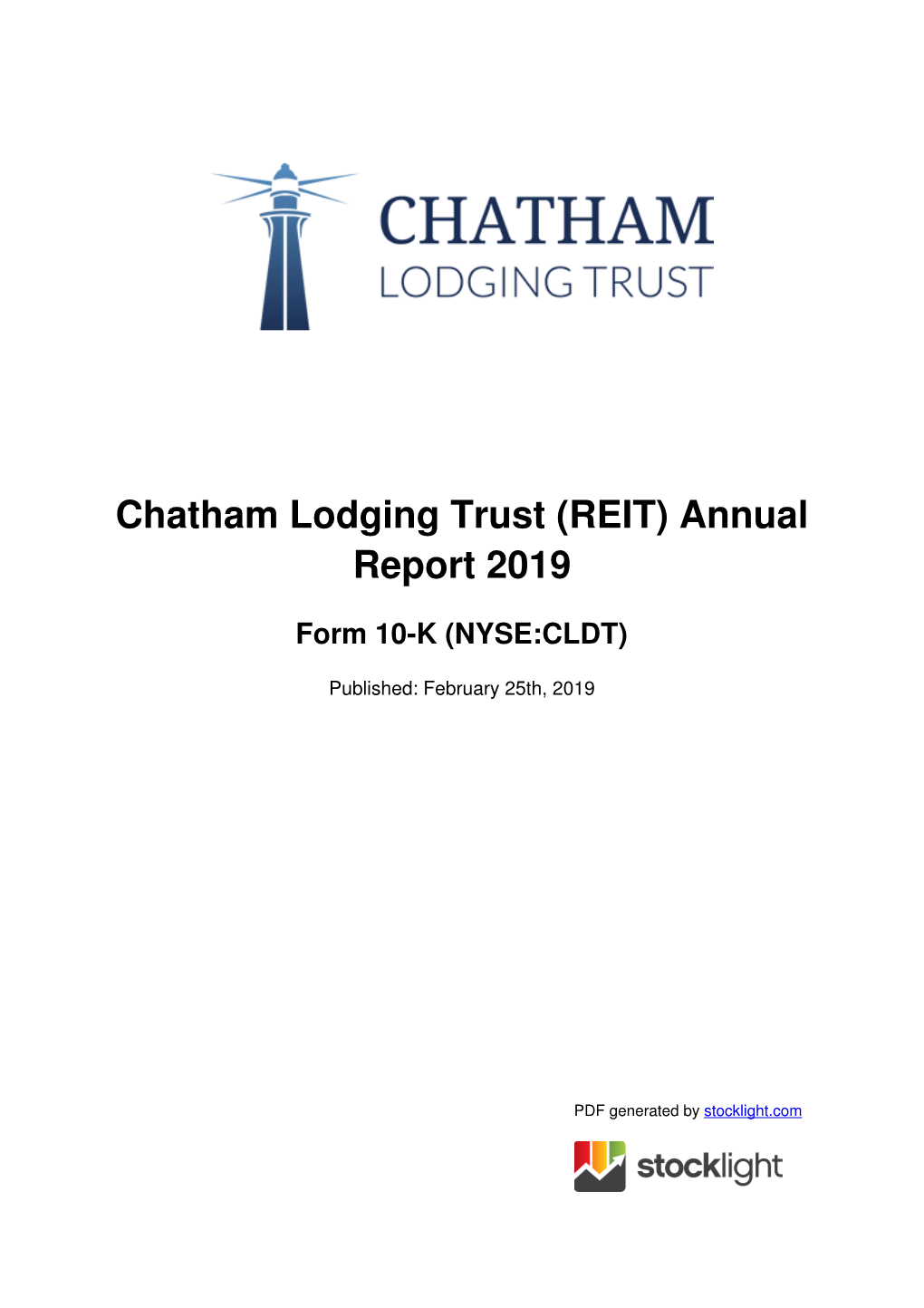 Chatham Lodging Trust (REIT) Annual Report 2019