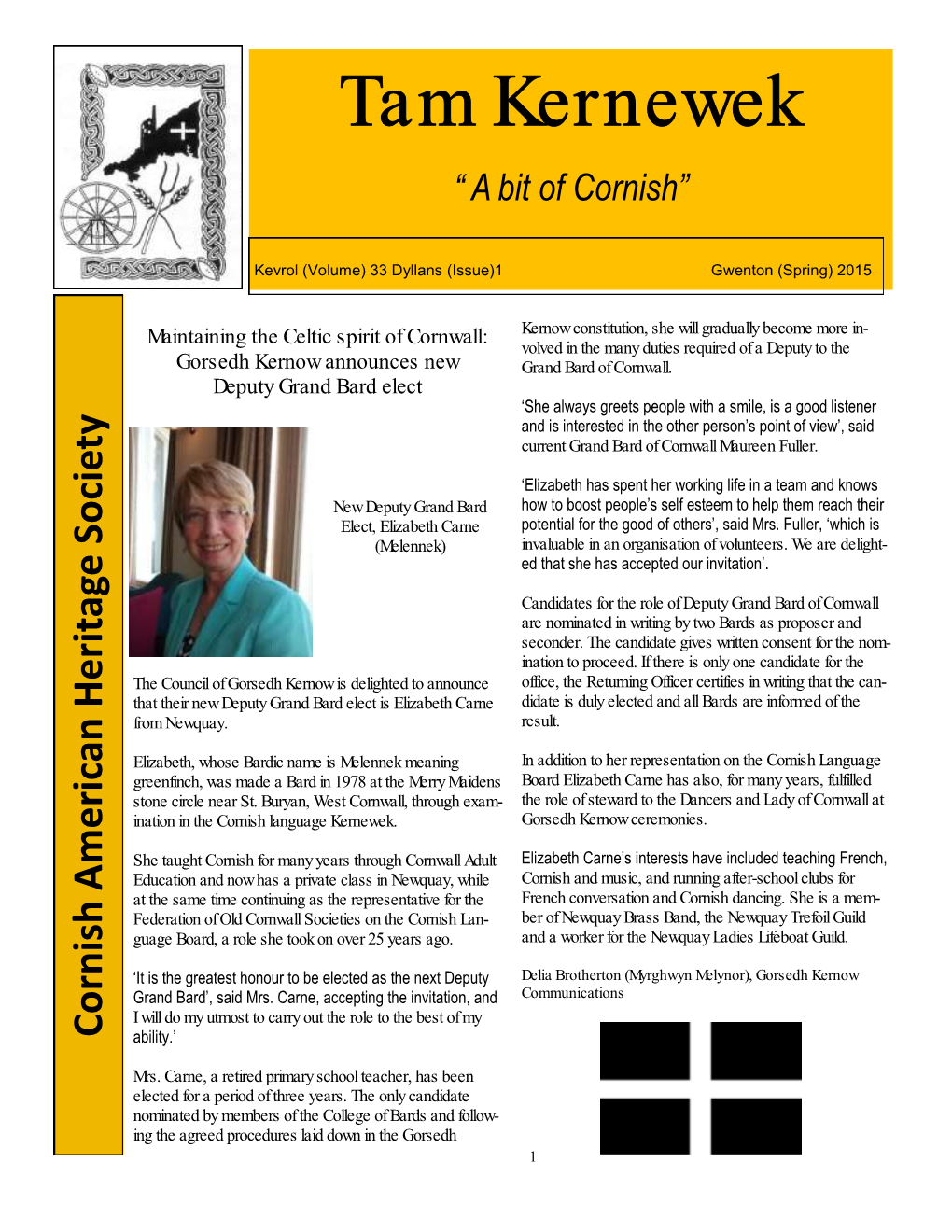 Tam Kernewek Tam Melennek Elect, Elizabeth Carne (Melennek)