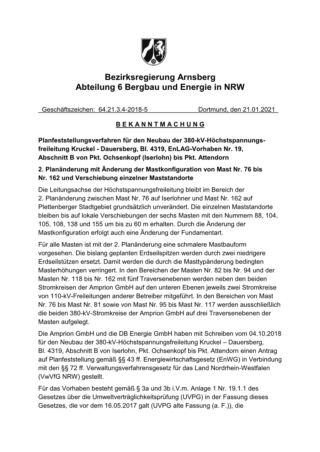 Bezirksregierung Arnsberg Abteilung 6 Bergbau Und Energie in NRW