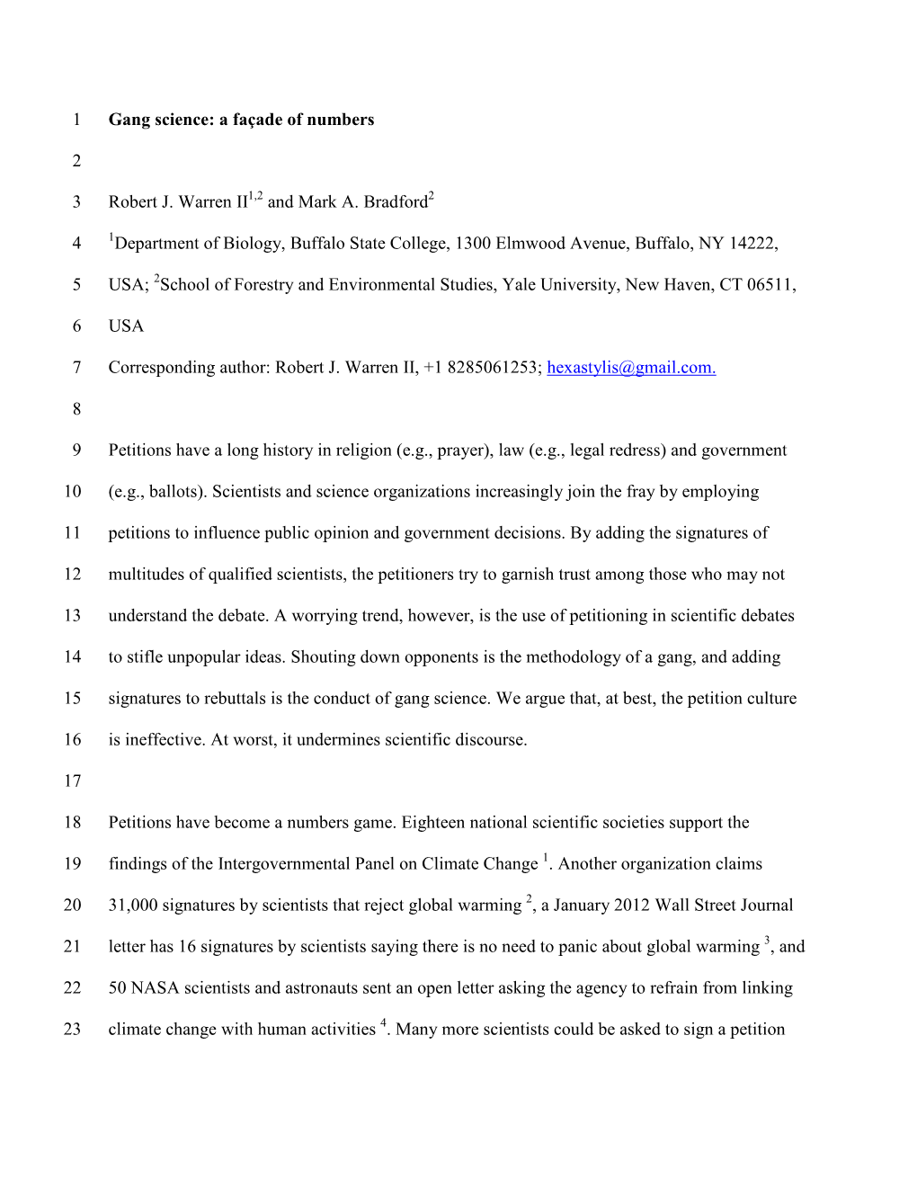 Gang Science: a Façade of Numbers