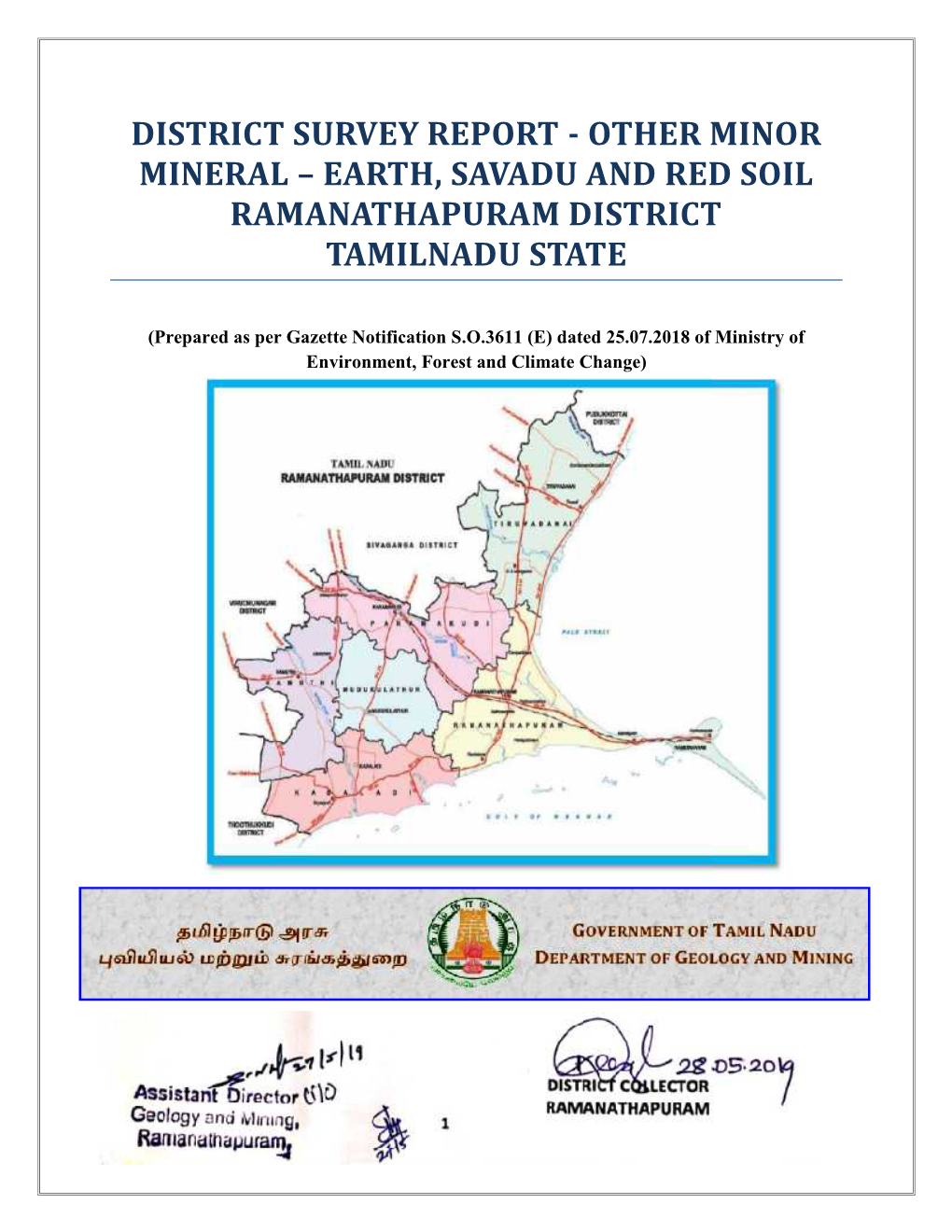 Trict Survey Report - Other Minor Mineral – Earth, Savadu and Red Soil Ramanathapuram District Tamilnadu State