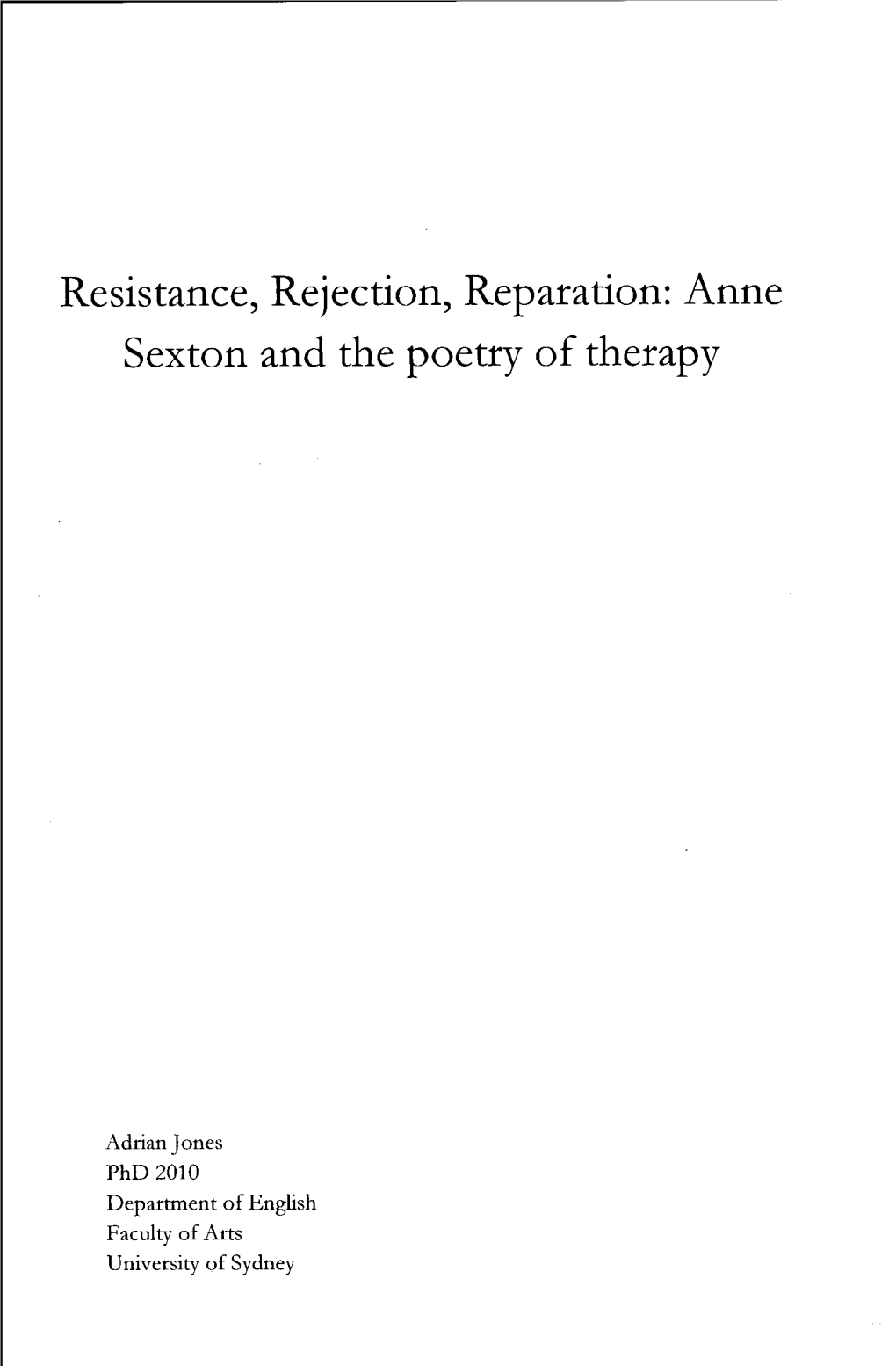 Anne Sexton and the Poetry of Therapy