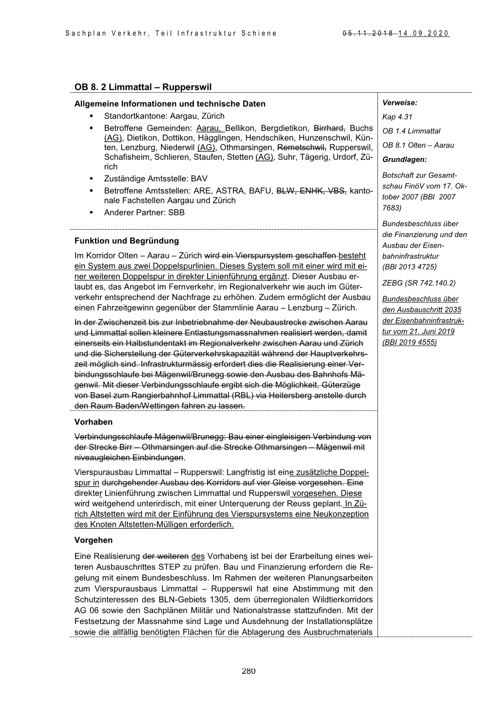 OB 8. 2 Limmattal – Rupperswil Allgemeine Informationen Und Technische Daten Verweise