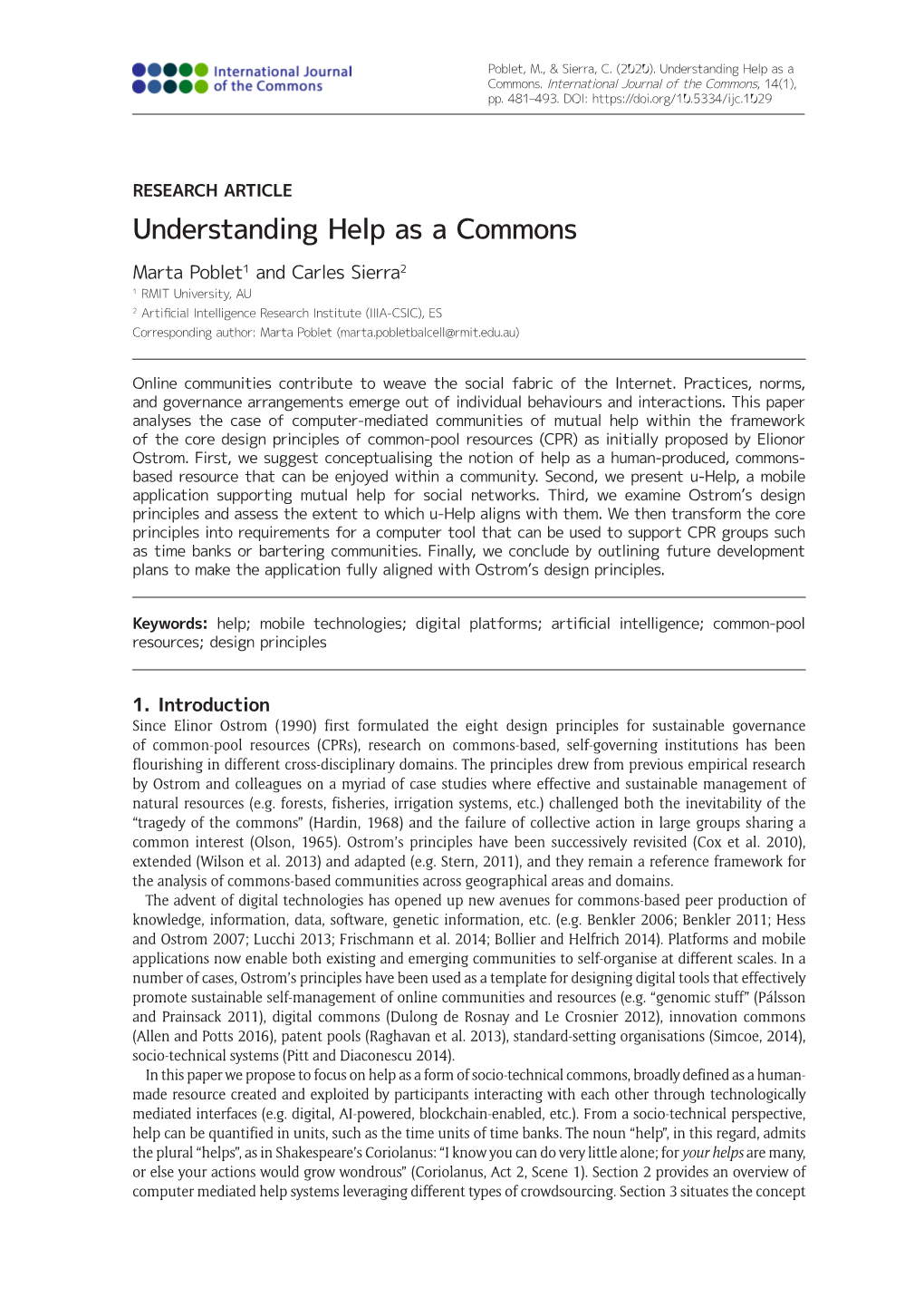 Understanding Help As a Commons