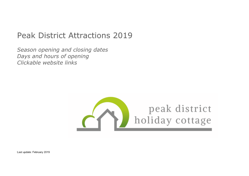 Peak District Attractions 2019