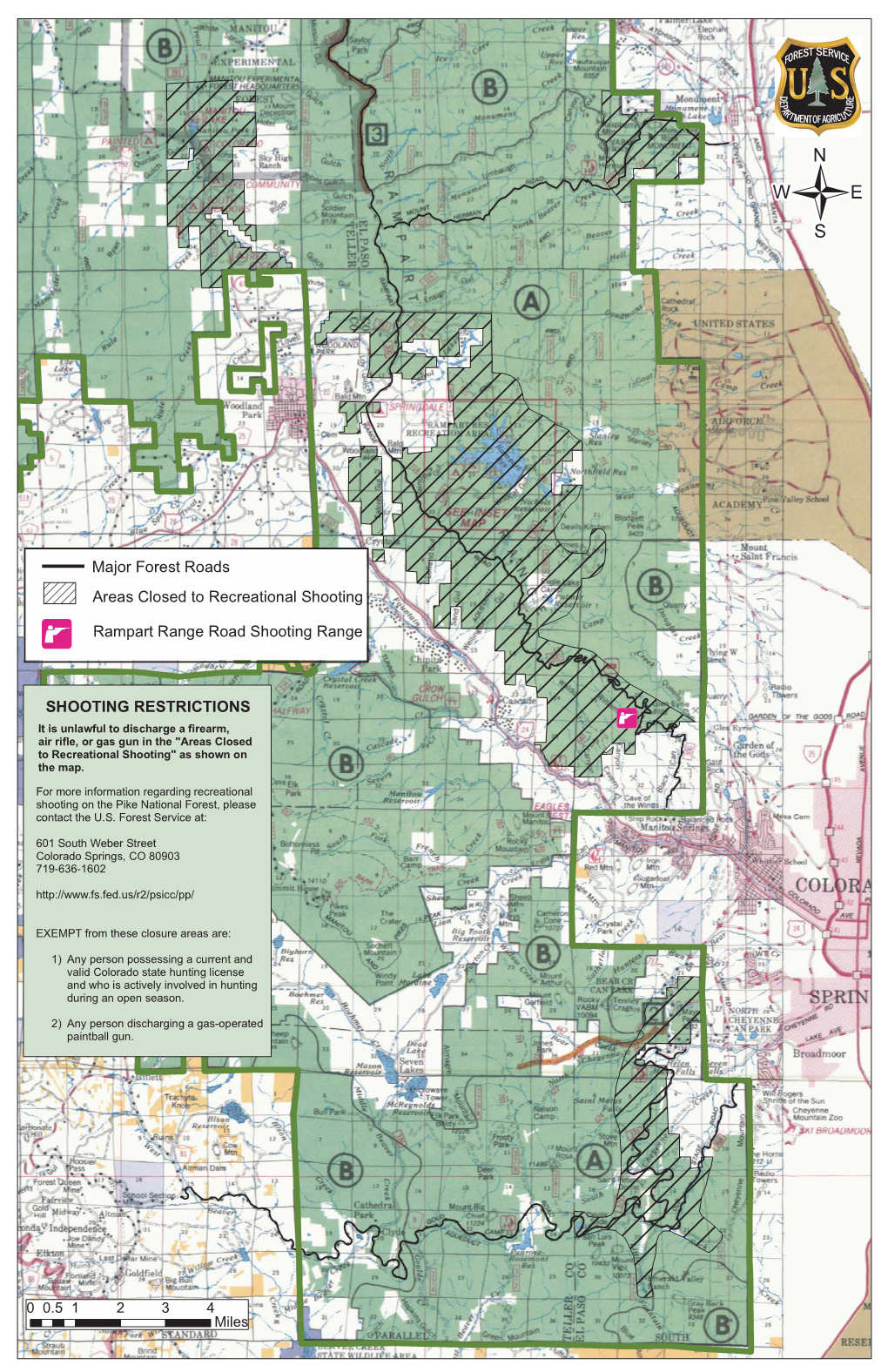 Major Forest Roads Areas Closed to Recreational Shooting Rampart
