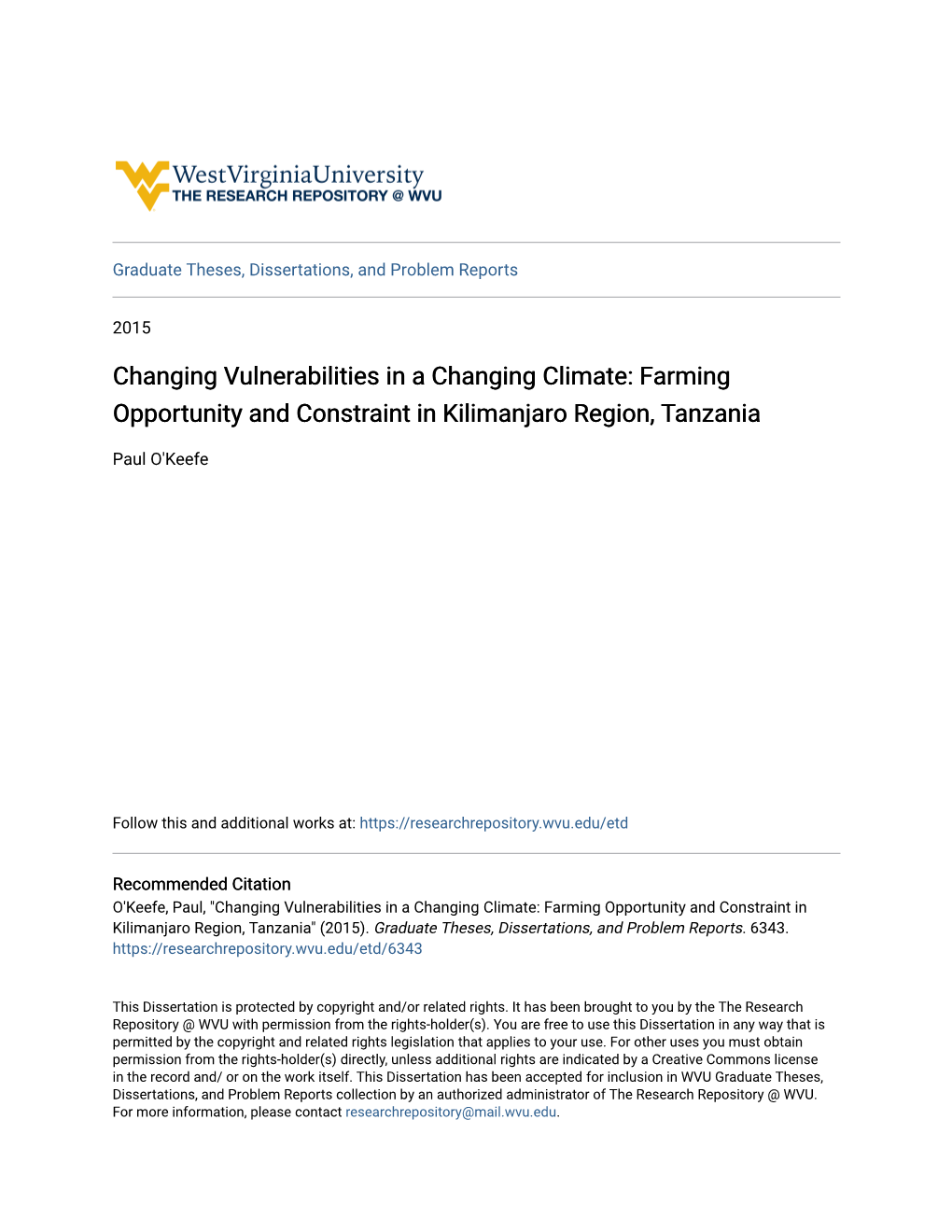 Farming Opportunity and Constraint in Kilimanjaro Region, Tanzania