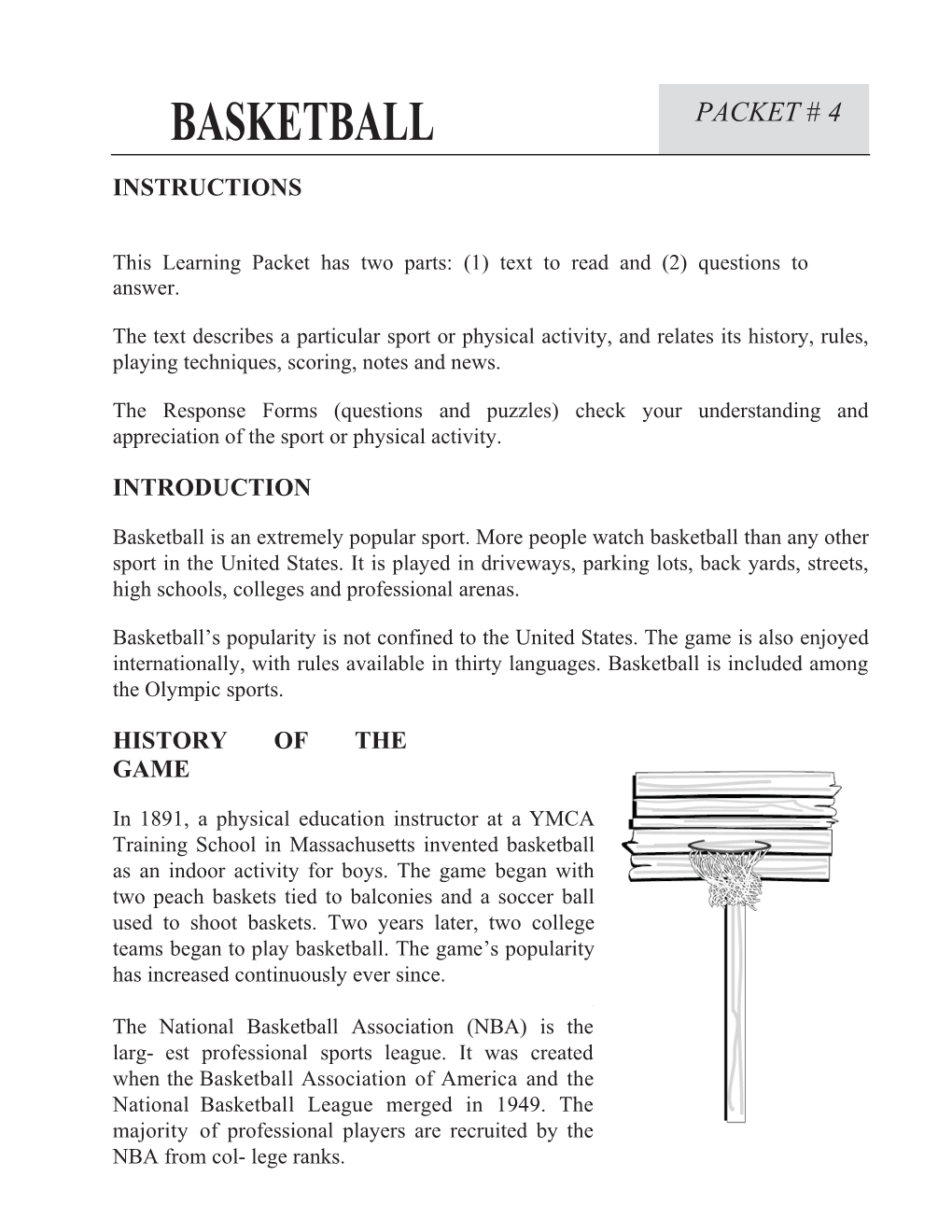 This Learning Packet Has Two Parts: (1) Text to Read and (2) Questions to Answer s1