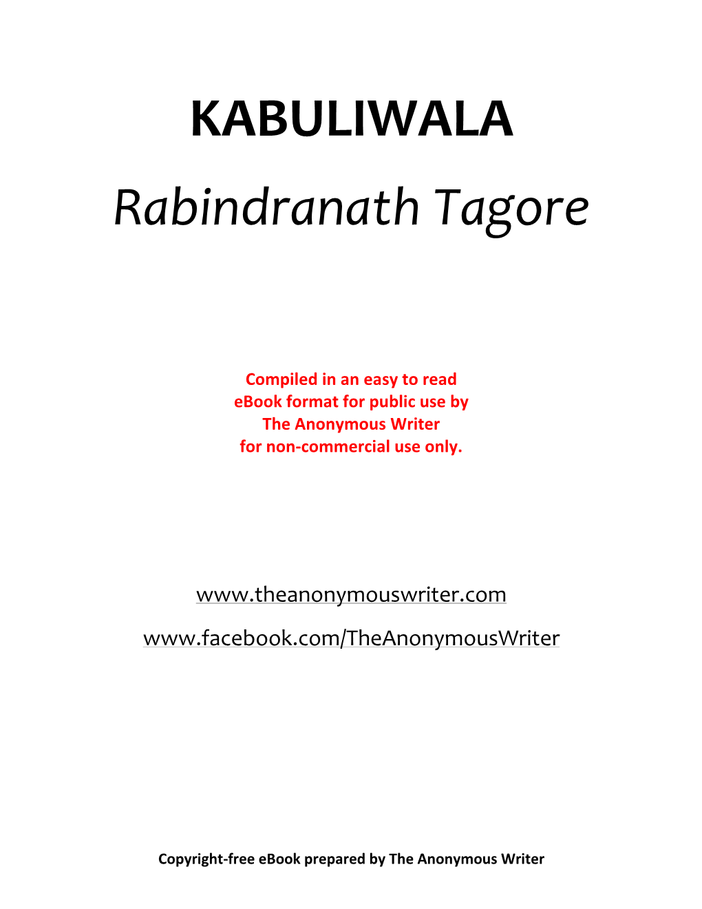 KABULIWALA Rabindranath Tagore