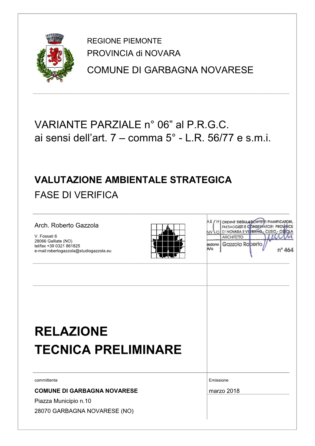 Relazione Tecnica Preliminare