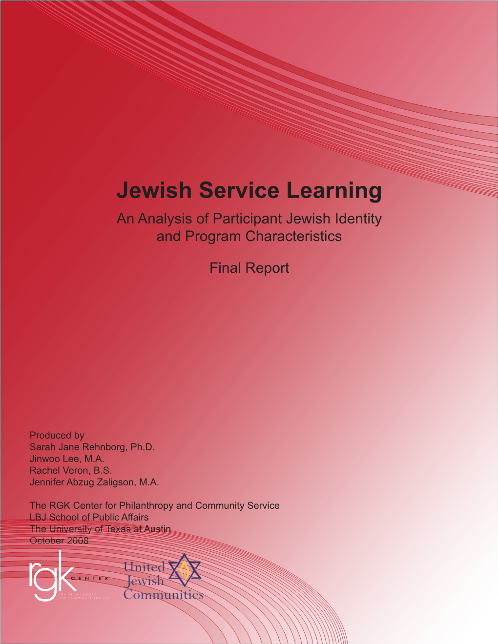 Jewish Service Learning an Analysis of Participant Jewish Identity and Program Characteristics