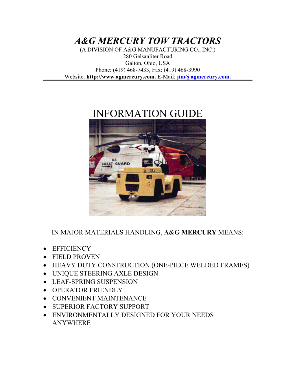 Tow Tractor Sales Information