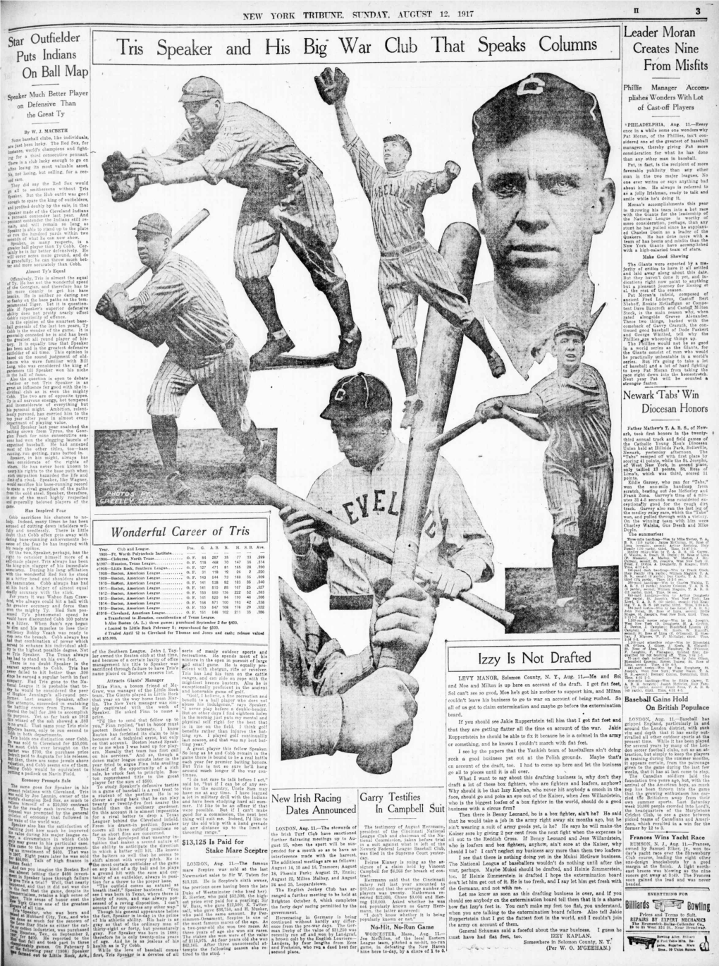 Tris Speaker and His Big War Club That Speaks Columns