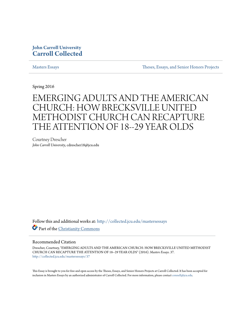Emerging Adults and the American Church: How Brecksville United