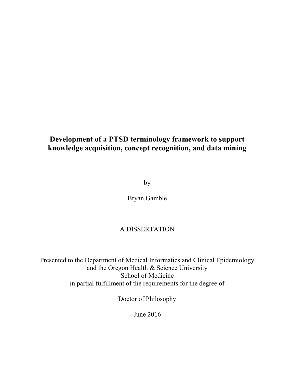 Development of a PTSD Terminology Framework to Support Knowledge Acquisition, Concept Recognition, and Data Mining