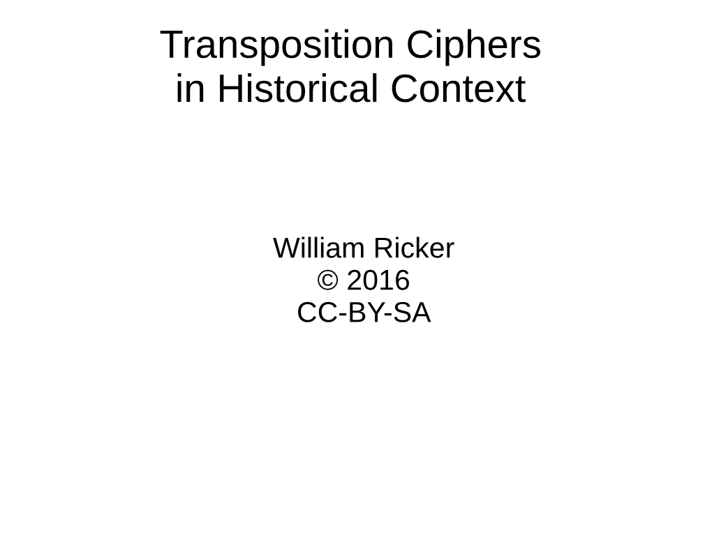 Transposition Ciphers in Historical Context